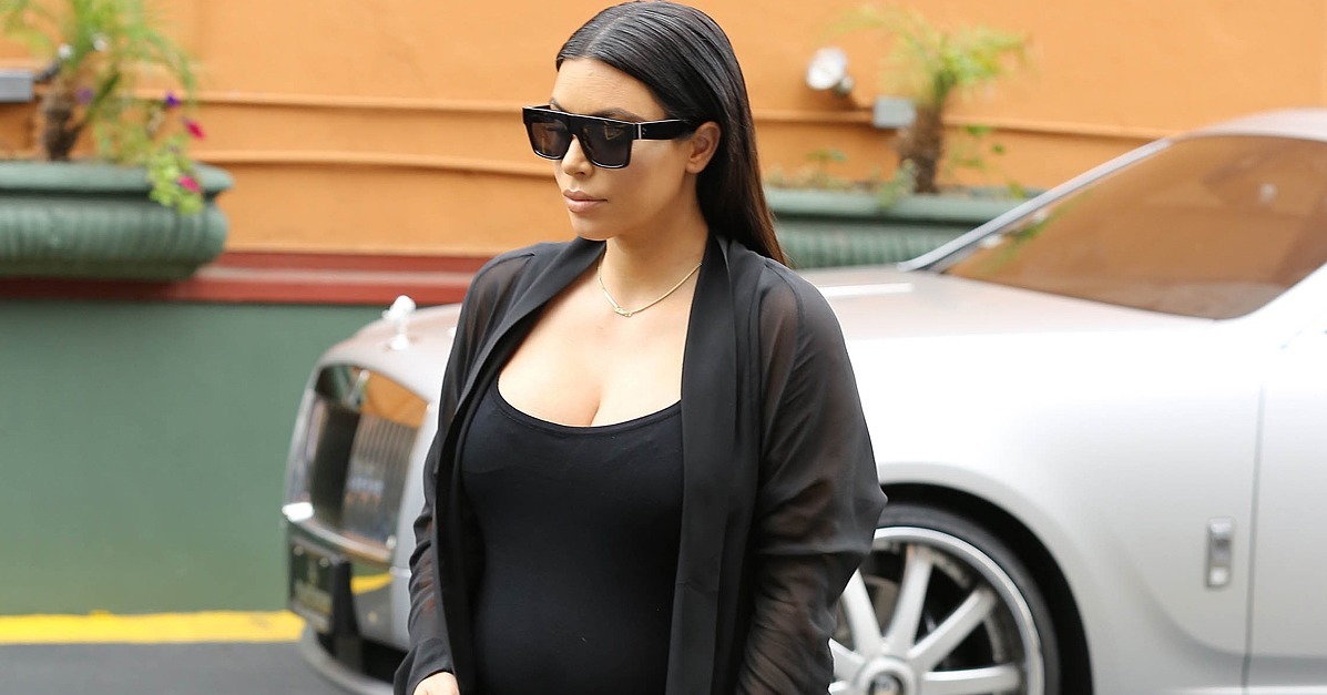 Kim Kardashian Wearing a Tight Dress While Pregnant | POPSUGAR Fashion