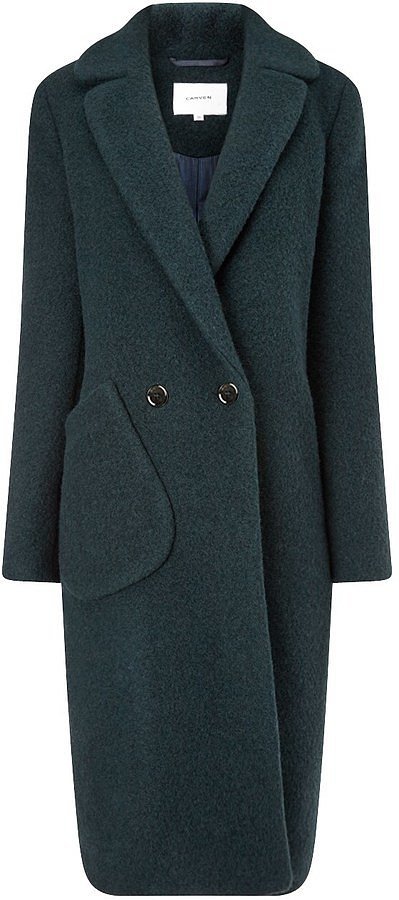 Carven Dark Green Long Wool Pocket Coat ($1,070) | With These Coats ...