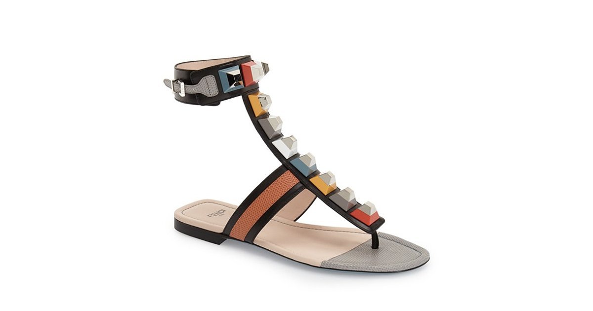 Fendi 'Rainbow' Studded Colorblock Gladiator Sandal ($800) | The 8 ...