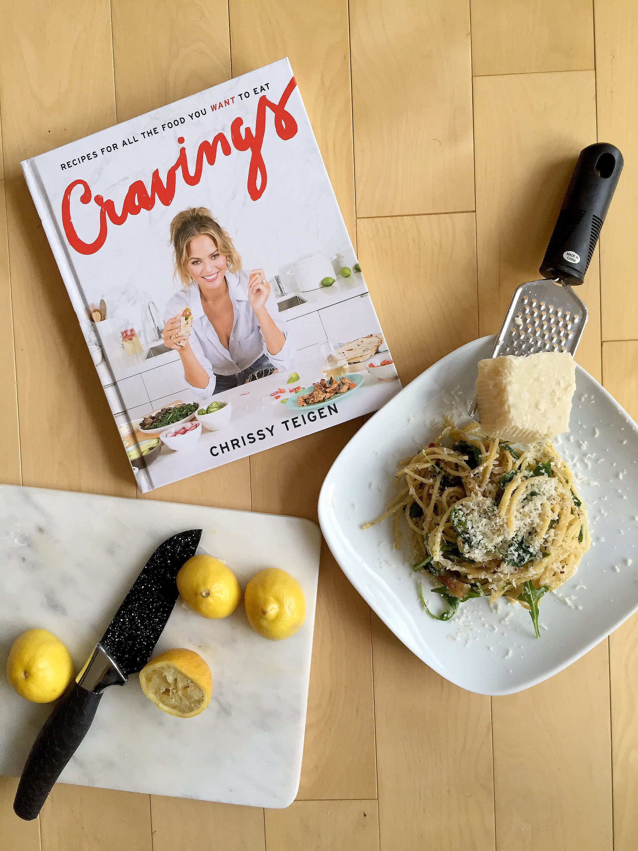 chrissy teigen's Cacio e Pepe recipe and Cravings cookbook
