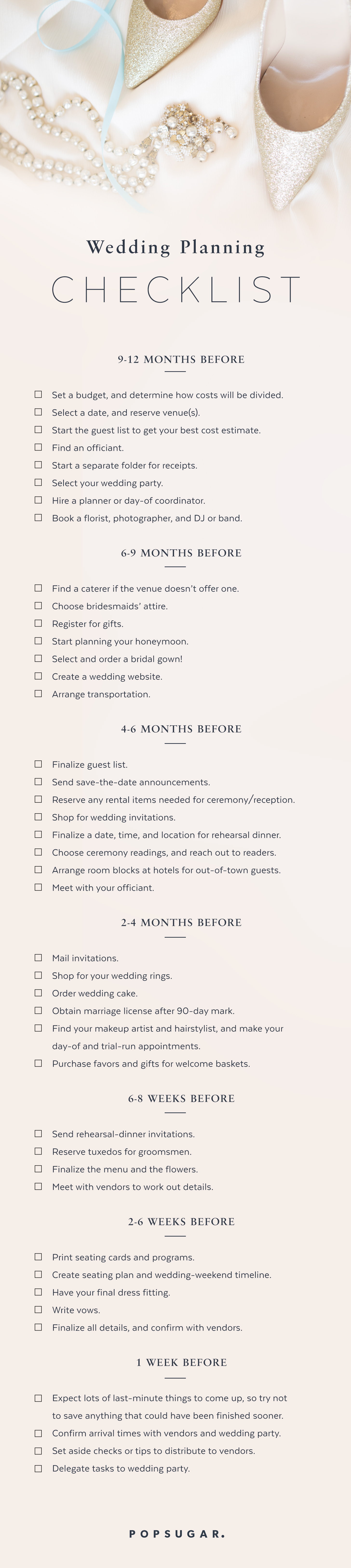 Wedding Planning Checklist POPSUGAR Smart Living