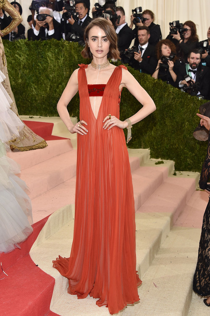 Lily Collins in Valentino at Met Gala 2016