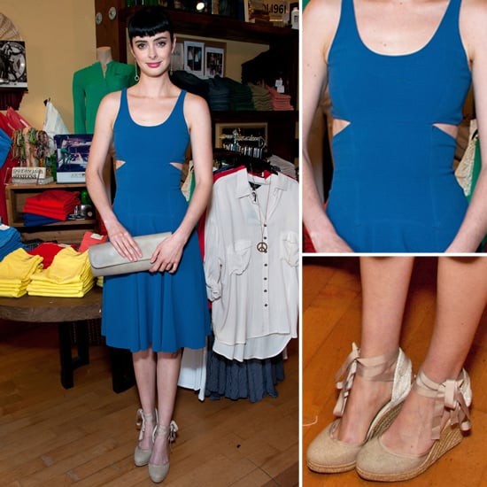PopsugarFashionKrysten RitterKrysten Ritter Blue Cutout DressKrysten Ritter's Blue Cutout Dress and Aldo Espadrilles Are a MatchMay 10, 2012 by Mandi Villa0 SharesChat with us on Facebook Messenger. Learn what's trending across POPSUGAR.Don't Trust the B---- in Apt 23 actress Krysten Ritter has a knack for styling flirty ensembles that have us totally smitten, and that's why we love the most recent look — a blue cutout Lyn Devon dress with lace-up Aldo espadrilles — she donned at a boutique benefit in Santa Monica. The length of Krysten's frock is perfect for any age, but what really makes it pop are the side cutouts and bold blue hue. Her neutral espadrilles, gray leather Sud De Sur clutch, and circle drop earrings by Elizabeth Wells complemented her retro style flawlessly. Work a sassy cutout dress with Krysten's exact shoes for a bridal shower, or test-drive a black cutout number with caged sandals for a sexy-yet-sophisticated date-night look.6863691Image Source: Getty Join the conversationChat with us - 웹