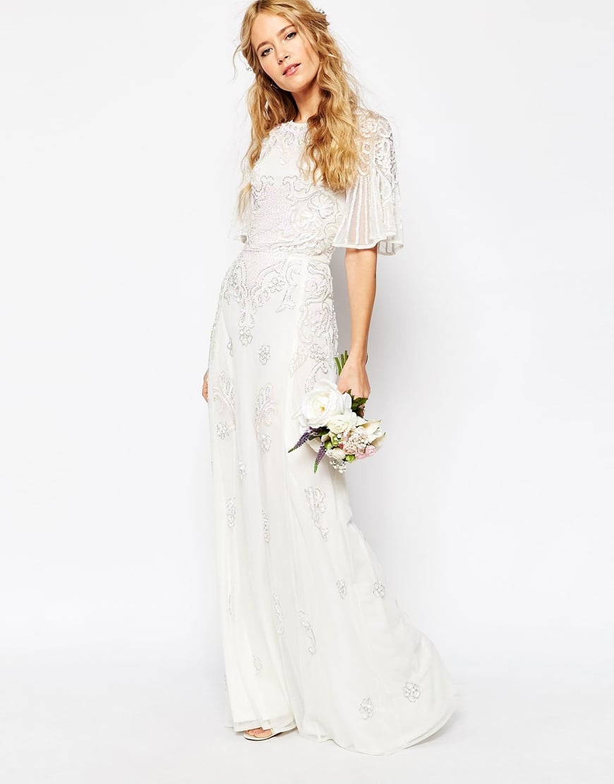 Asos Bridal Iridescent Flutter Sleeve Maxi Dress ($254) | The ASOS ...