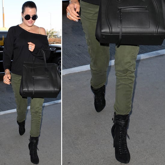 Khloe Kardashian Wearing Green Cargo Pants POPSUGAR Fashion