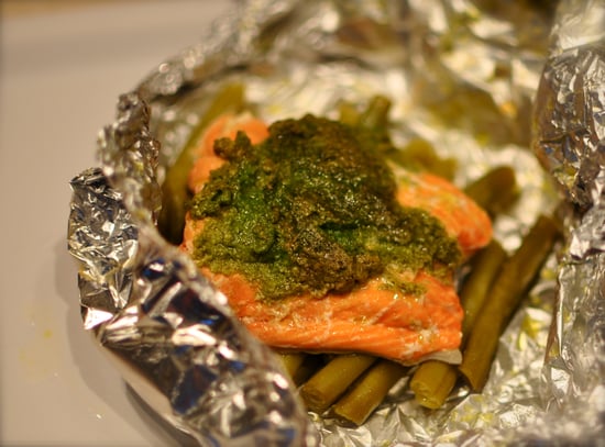 Jamie Oliver's Simple Salmon Recipe With Green Beans and Pesto