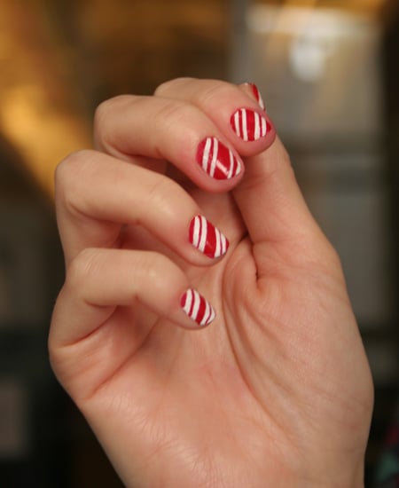 Candy Cane Manicure Tutorial POPSUGAR Beauty